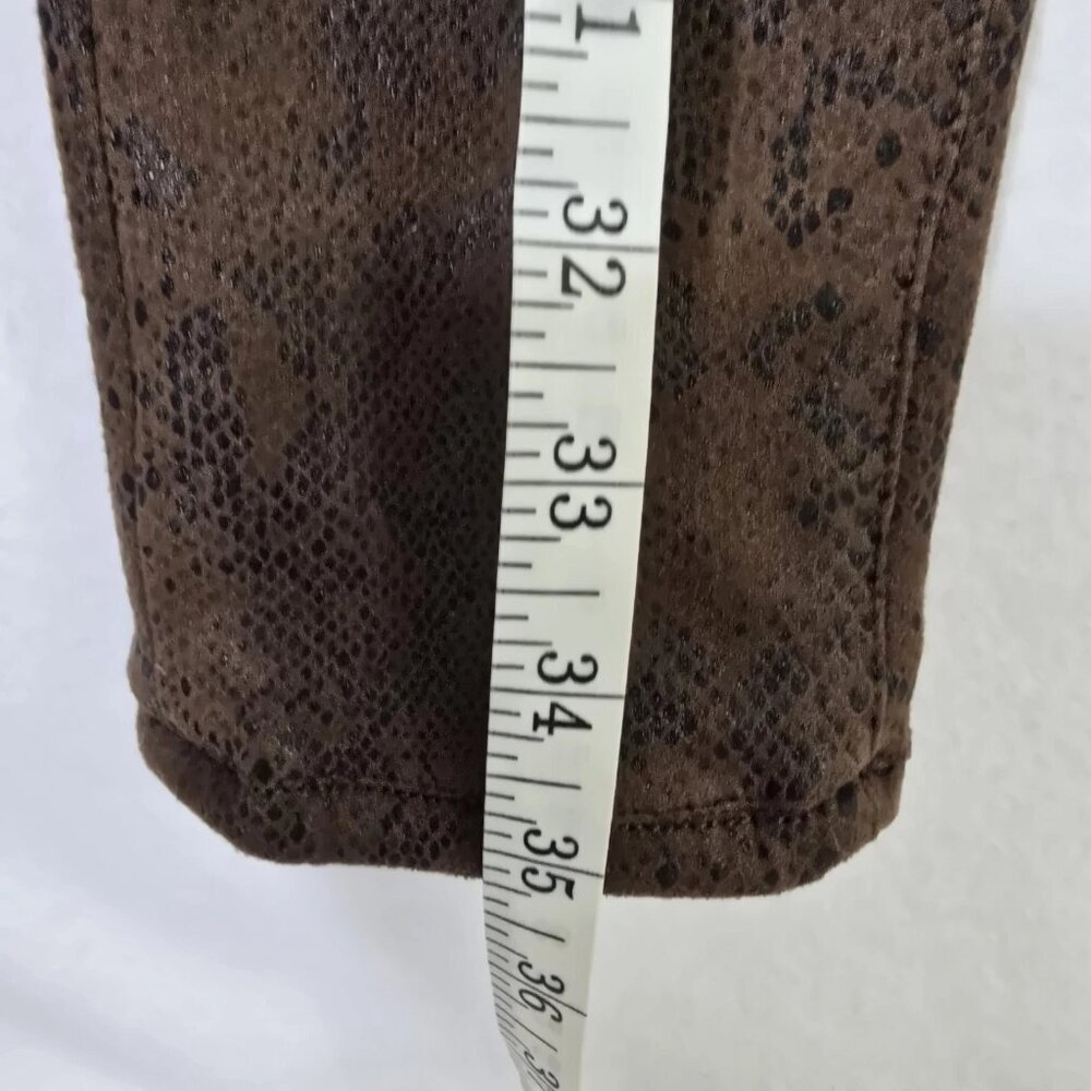 7 For All Mankind Choc Brown Snakeskin Skinny Jeans Sz 26 Amazing Stretch - Picture 8 of 9